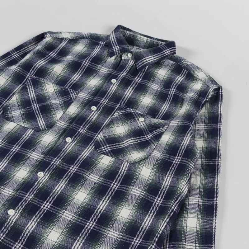 Edwin Long Sleeve Work Shirt Navy Green-2