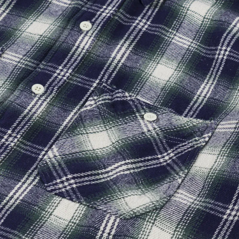 Edwin Long Sleeve Work Shirt Navy Green-5