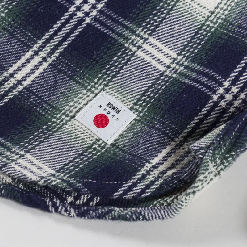 Edwin Long Sleeve Work Shirt Navy Green-7