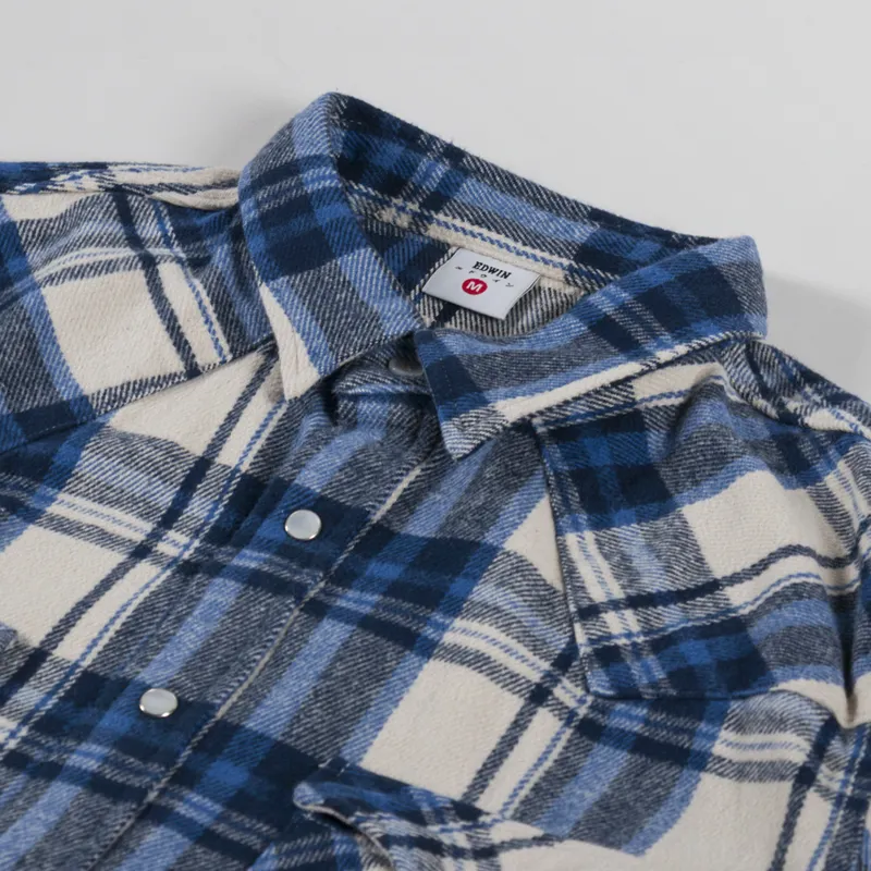 Edwin Western Long Sleeve Shirt Navy Blue-4