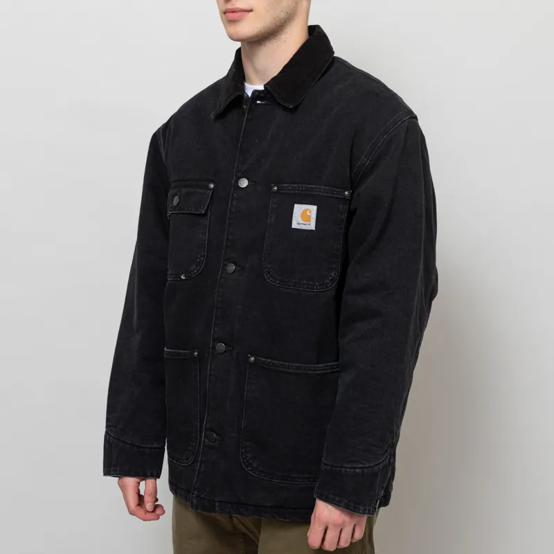 Carhartt WIP Mens Winter OG Chore Coat Black Stonewashed
