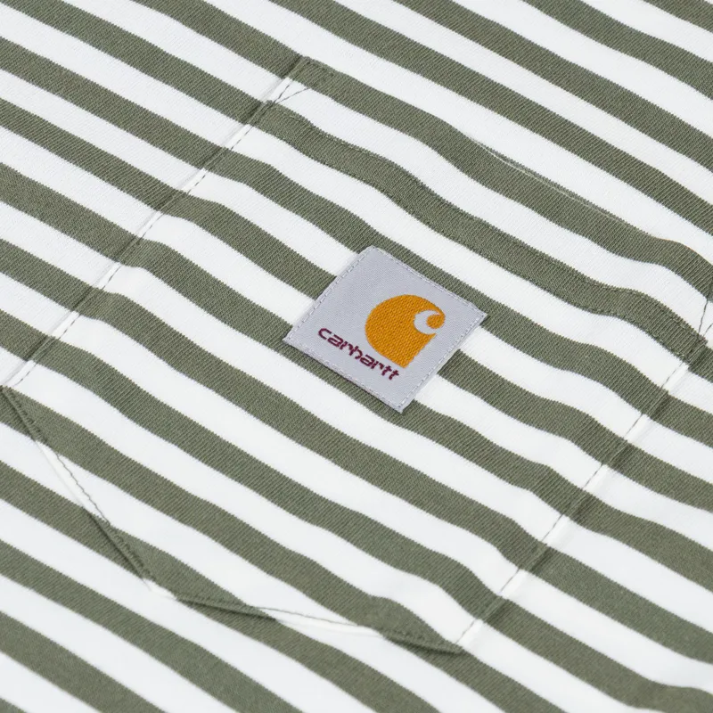 Carhartt WIP Ezra Pocket T Shirt Striped Leaf Wax-3