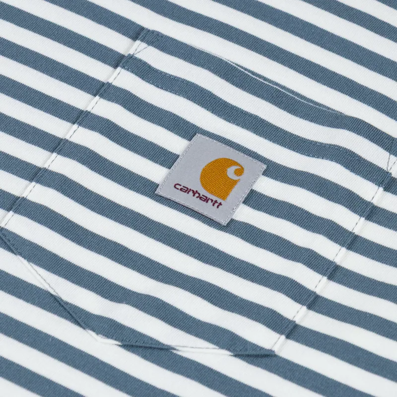 Carhartt WIP Ezra Pocket T Shirt Striped Cosy Blue Wax-3