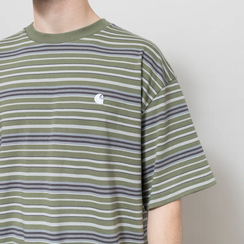 Carhartt WIP Zane T Shirt Striped Dollar Green-2