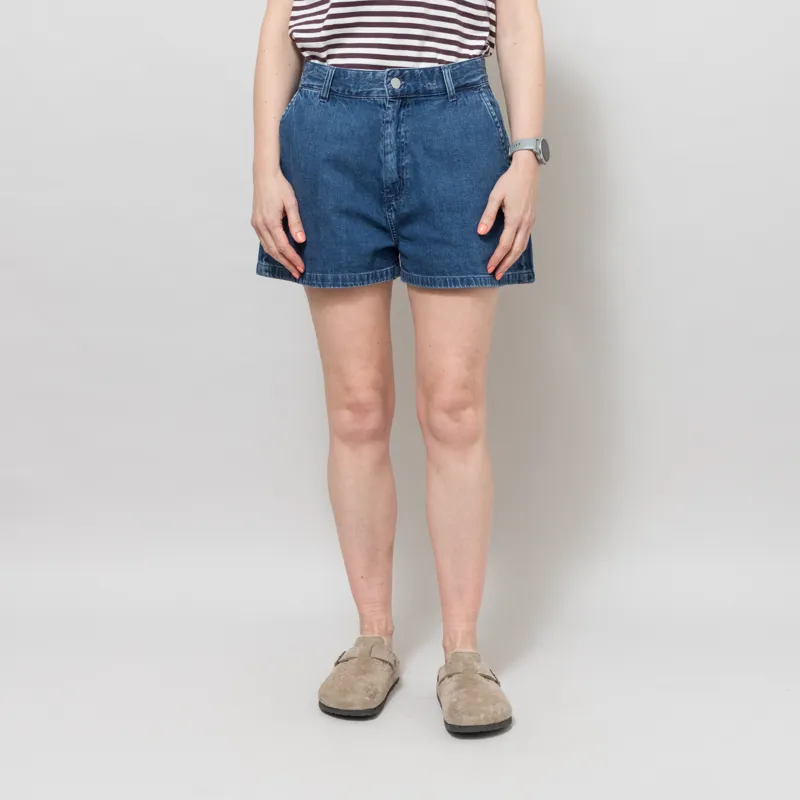 Carhartt WIP Womens Lova Shorts Blue Stone Washed-1