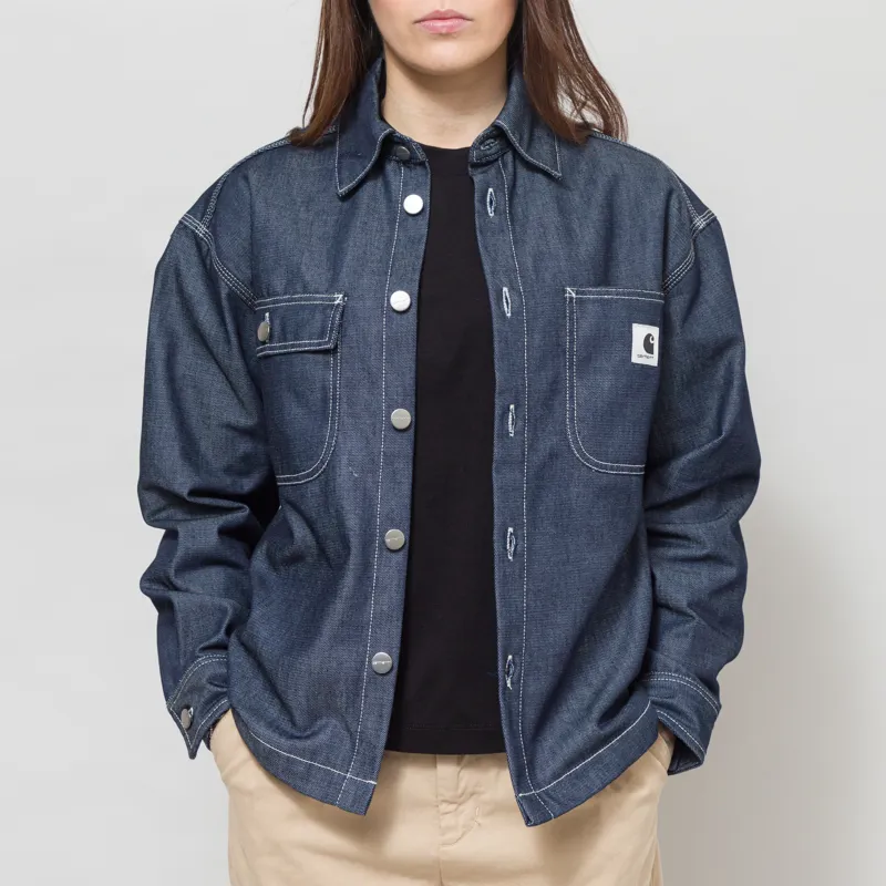 Carhartt WIP Womens Louis Shirt Jac Blue Rigid-1