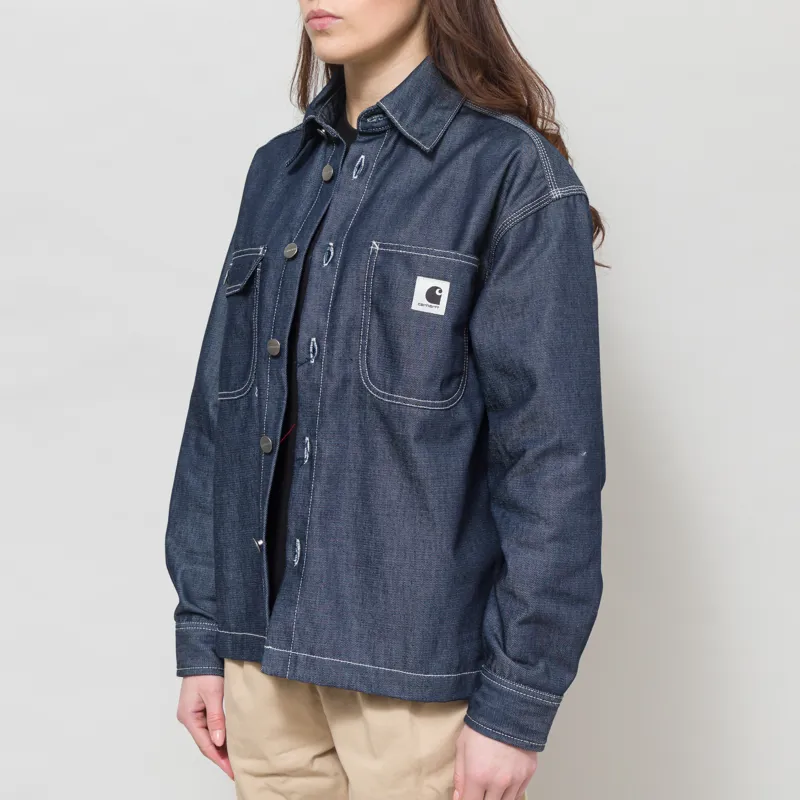 Carhartt WIP Womens Louis Shirt Jac Blue Rigid-2