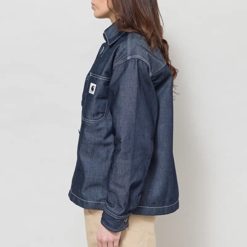 Carhartt WIP Womens Louis Shirt Jac Blue Rigid-3