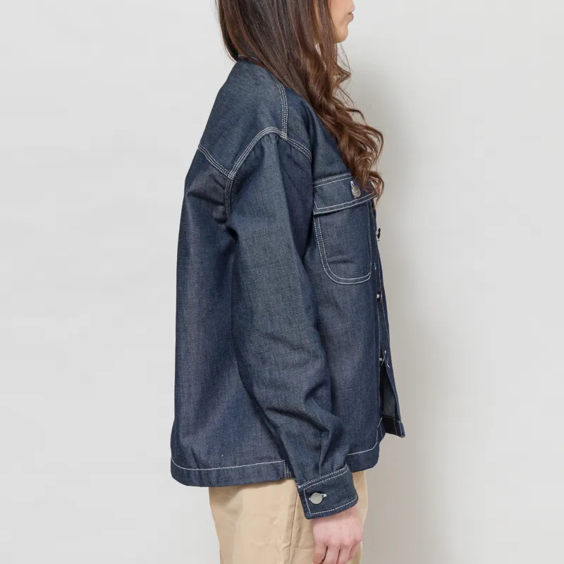 Carhartt WIP Womens Louis Shirt Jac Blue Rigid-5