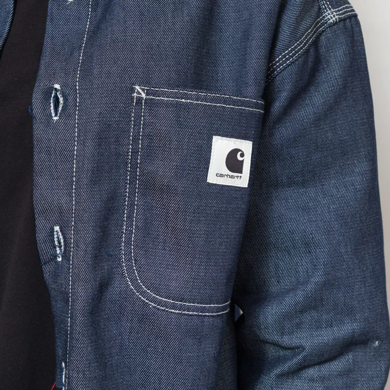 Carhartt WIP Womens Louis Shirt Jac Blue Rigid-8