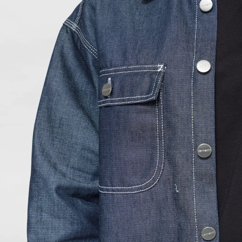 Carhartt WIP Womens Louis Shirt Jac Blue Rigid-7