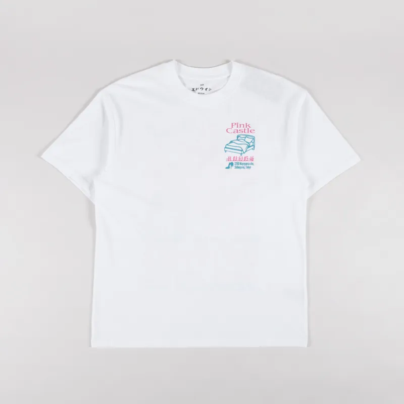 Edwin Pink Castle T Shirt White-1