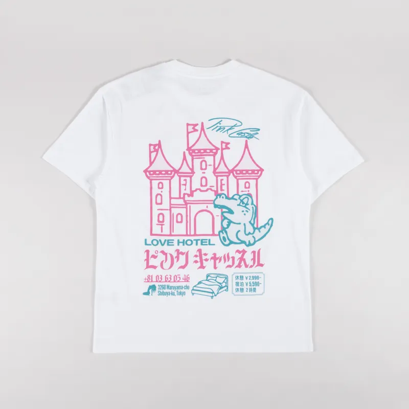 Edwin Pink Castle T Shirt White