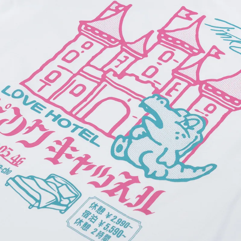 Edwin Pink Castle T Shirt White-4