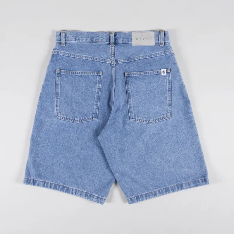 Edwin Worker Shorts Blue Heavy Bleach Wash-1