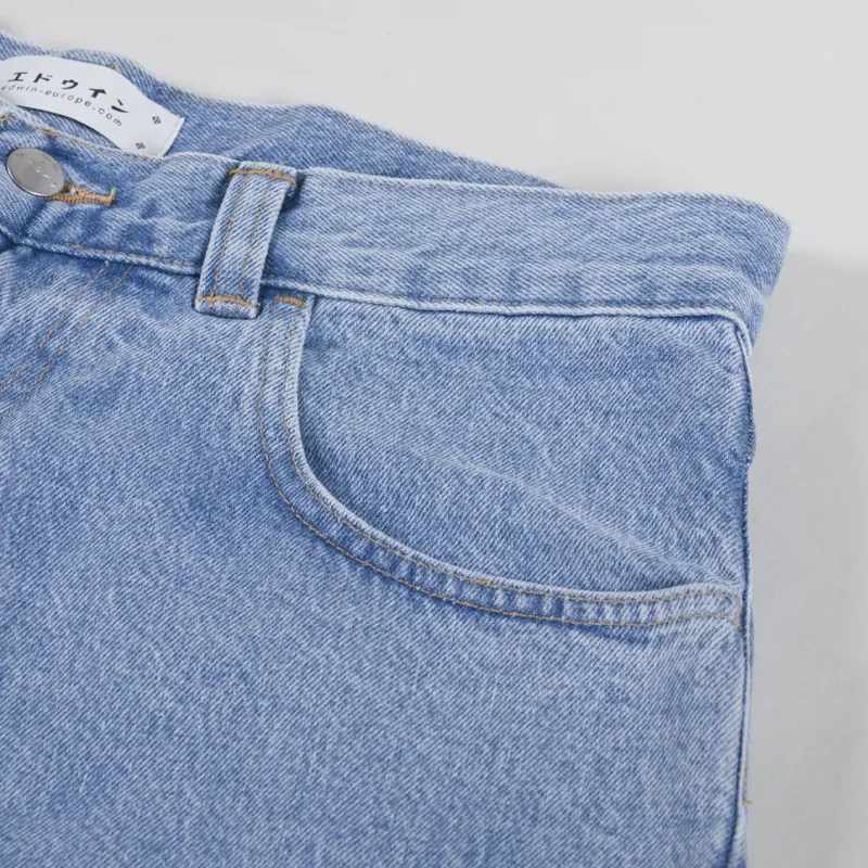 Edwin Worker Shorts Blue Heavy Bleach Wash-5