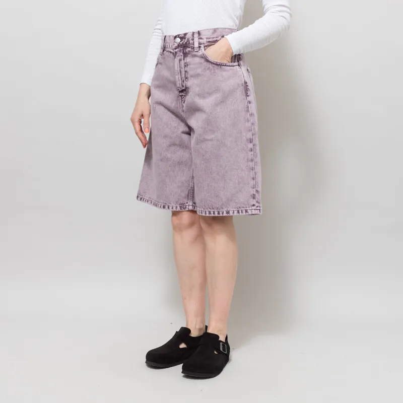 Carhartt WIP Womens Brandon Shorts Cozy Purple Chalk Wash-1