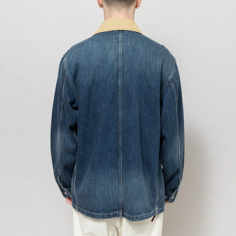 Carhartt WIP Warren Chore Coat Blue Dusty H Brown Dark Used Wash-2