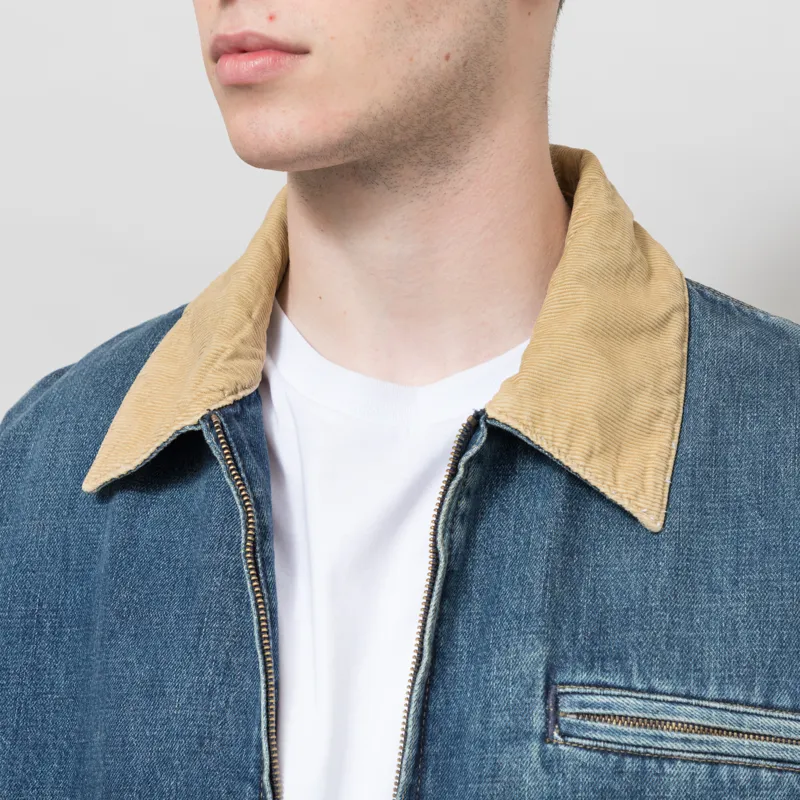 Carhartt WIP OG Detroit Jacket Blue Dusty H Brown Dark Used Wash-3