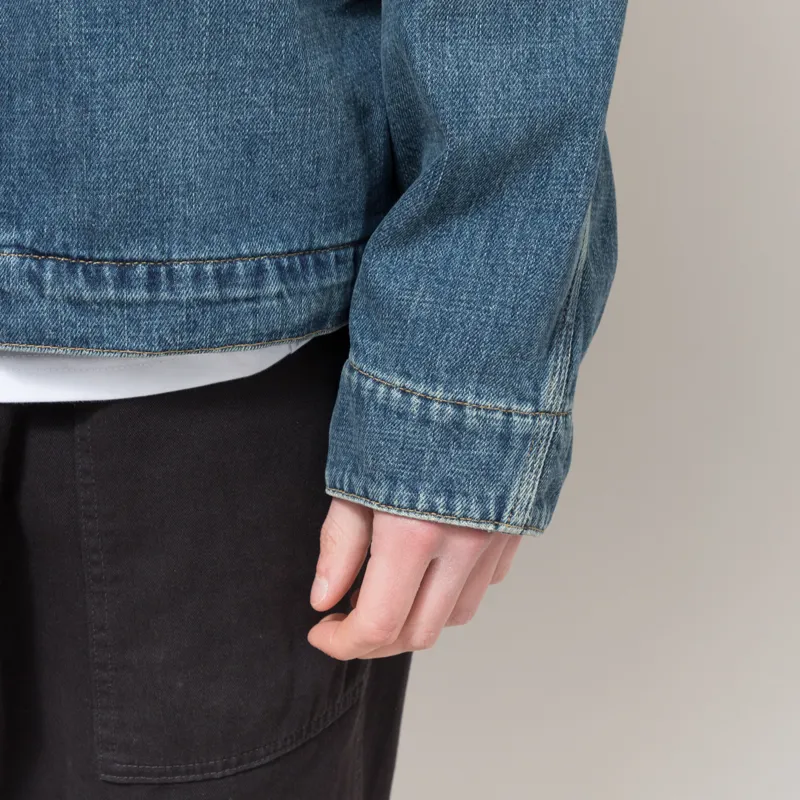 Carhartt WIP OG Detroit Jacket Blue Dusty H Brown Dark Used Wash-8