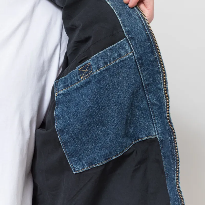 Carhartt WIP OG Detroit Jacket Blue Dusty H Brown Dark Used Wash-5