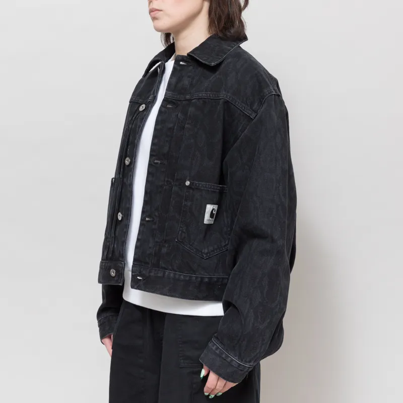 Carhartt WIP Womens Belmar Jacket Snake Camo Black Heavy Stone Wash-1