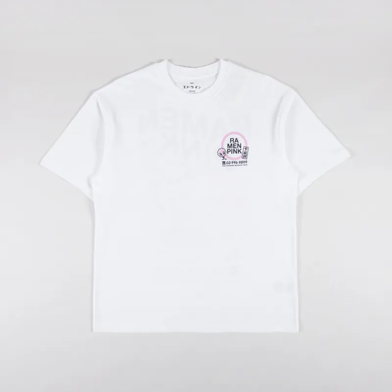 Edwin Ramen Pink T Shirt White-1