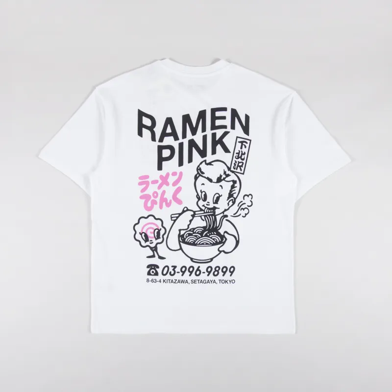 Edwin Ramen Pink T Shirt White