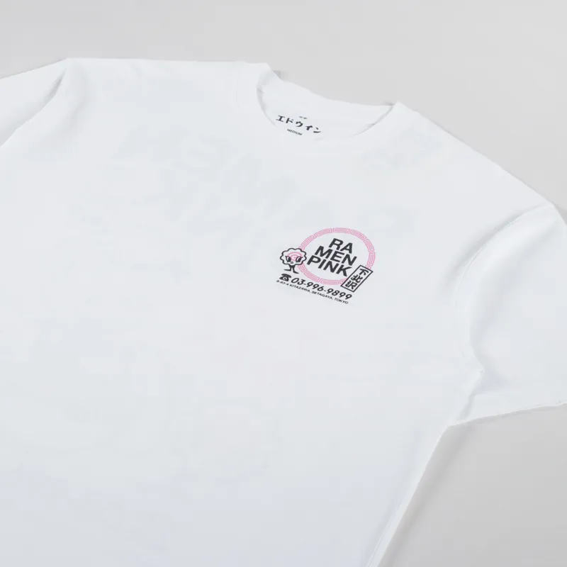 Edwin Ramen Pink T Shirt White-3