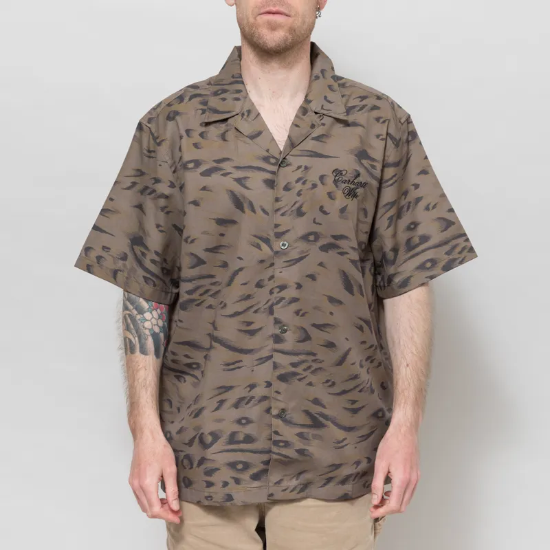Carhartt WIP Travon Shirt Duck Feather Print Cypress Black