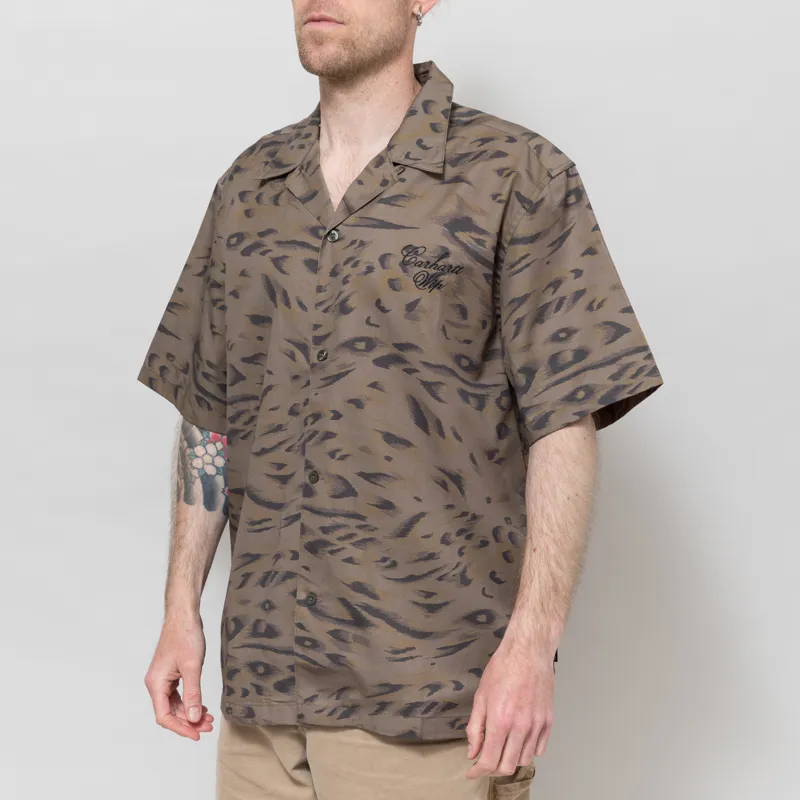 Carhartt WIP Travon Shirt Duck Feather Print Cypress Black-1
