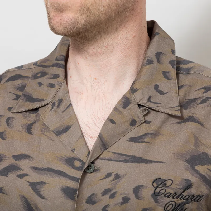 Carhartt WIP Travon Shirt Duck Feather Print Cypress Black-3