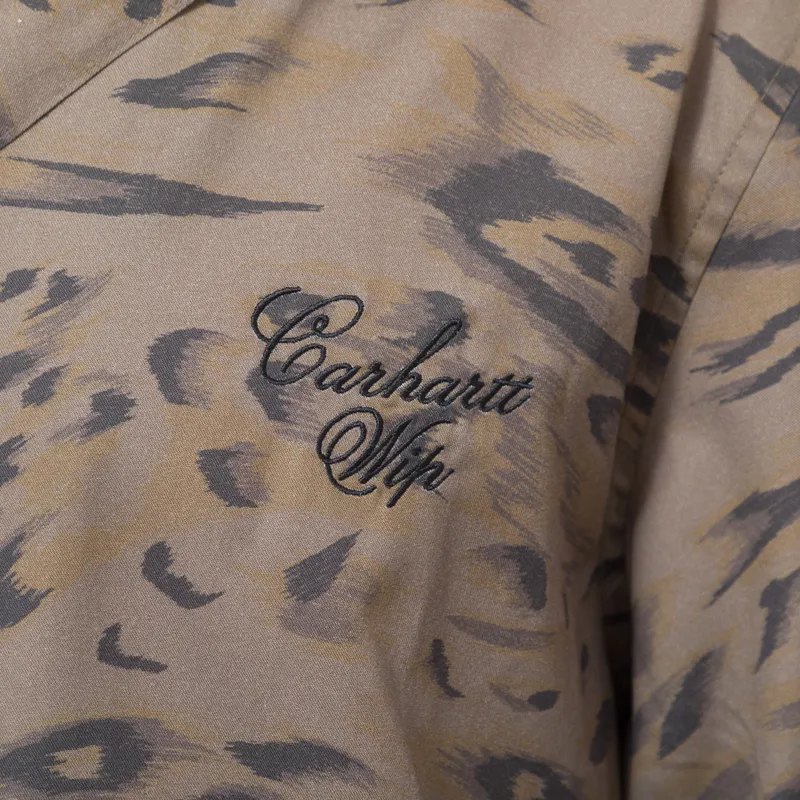 Carhartt WIP Travon Shirt Duck Feather Print Cypress Black-4