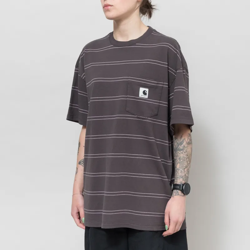 Carhartt WIP Womens Bert Pocket T Shirt Graphite Hortensia-1