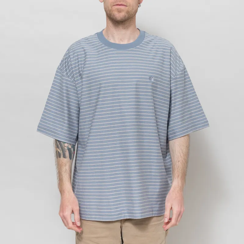 Carhartt WIP Dupree T Shirt Striped Shady Blue