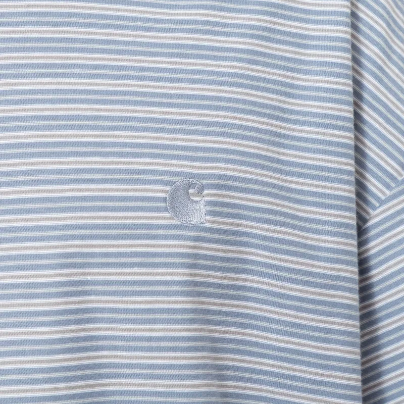 Carhartt WIP Dupree T Shirt Striped Shady Blue-4