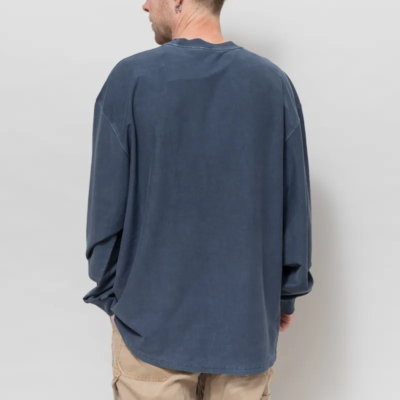 Carhartt WIP Long Sleeve Loose Pocket T Shirt Dark Navy Garment Dyed-2