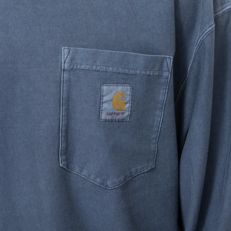 Carhartt WIP Long Sleeve Loose Pocket T Shirt Dark Navy Garment Dyed-4