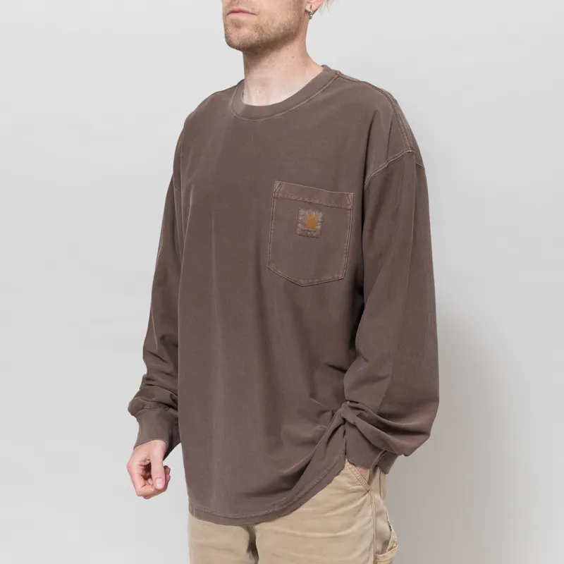 Carhartt WIP Long Sleeve Loose Pocket T Shirt Tobacco Garment Dyed-1
