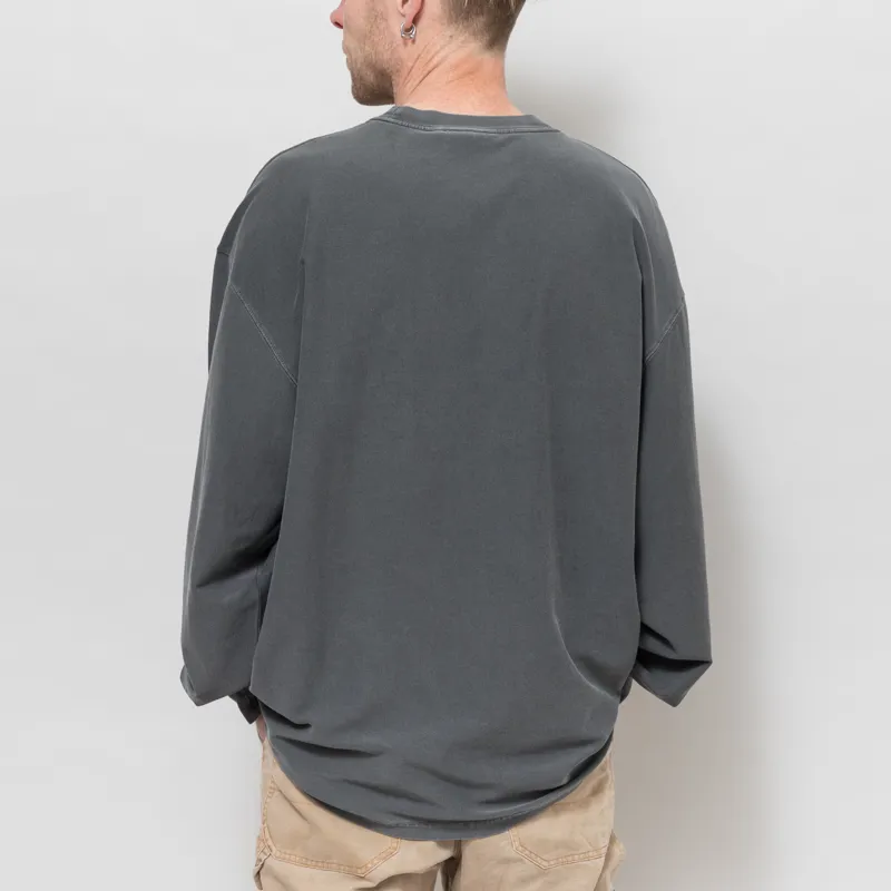 Carhartt WIP Long Sleeve Loose Pocket T Shirt Black Garment Dyed-2