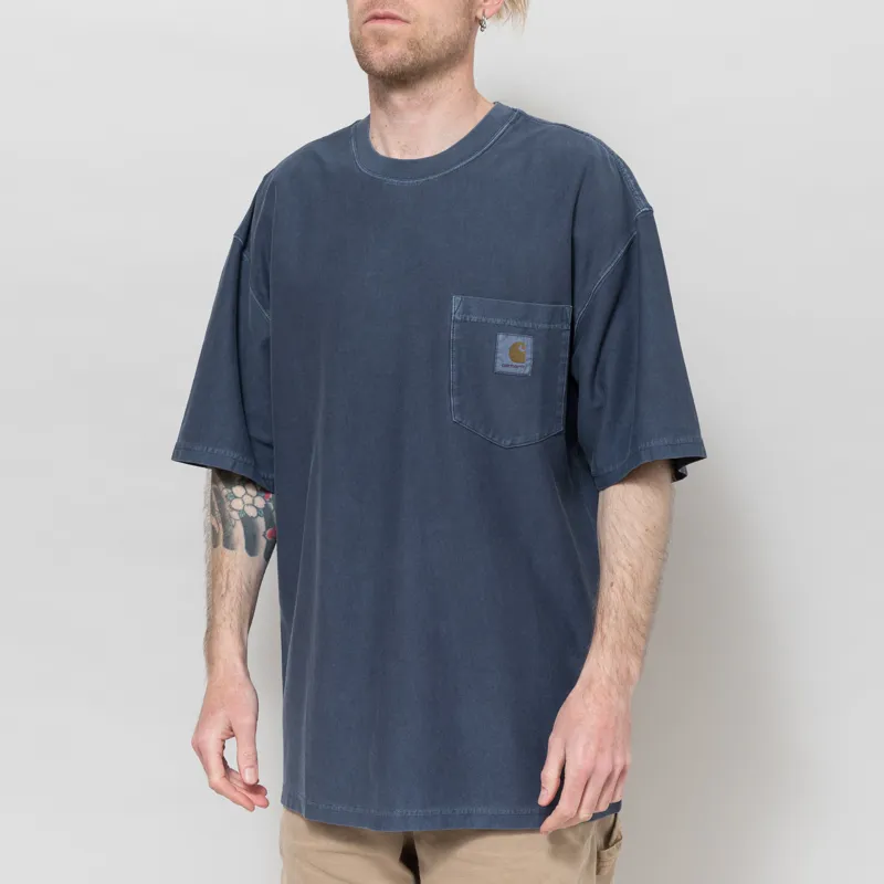 Carhartt WIP Loose Pocket T Shirt Dark Navy Garment Dyed-1