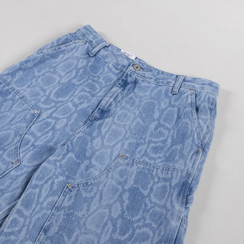 Carhartt WIP Womens Snake Nixon Double Knee Shorts Snake Camo Blue Bleached-3