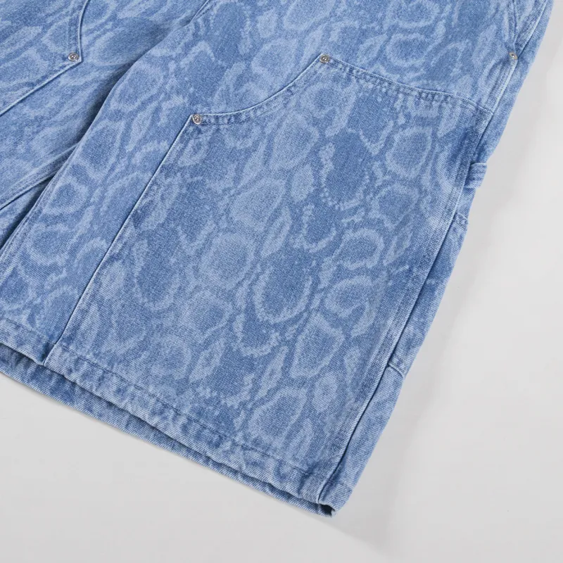 Carhartt WIP Womens Snake Nixon Double Knee Shorts Snake Camo Blue Bleached-5