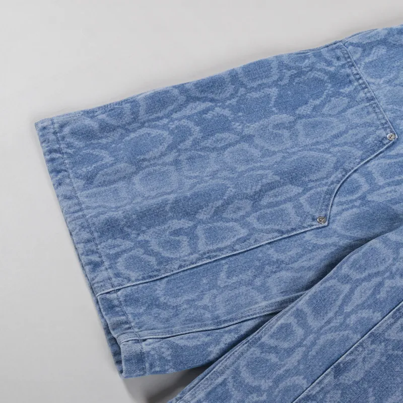 Carhartt WIP Womens Snake Nixon Double Knee Shorts Snake Camo Blue Bleached-6