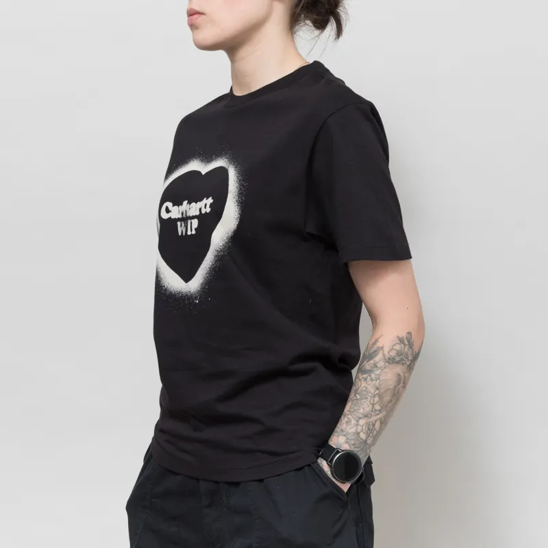 Carhartt WIP Womens Spray Heart T Shirt Black-1