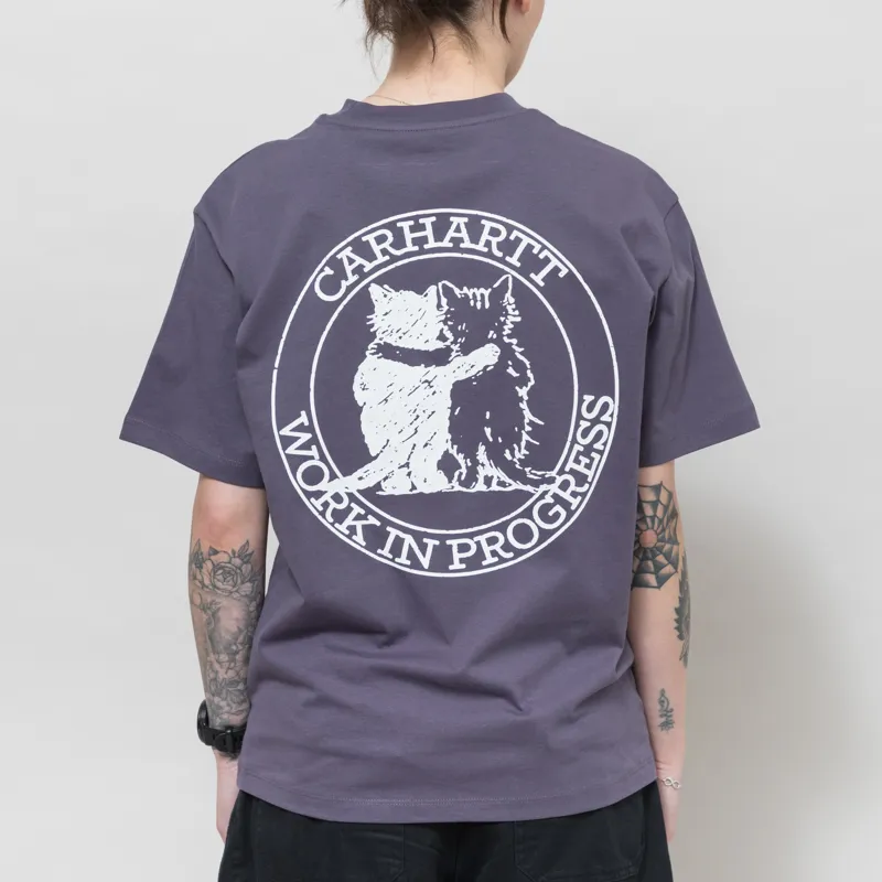 Carhartt WIP Womens Hugging Cats T Shirt Shady Purple