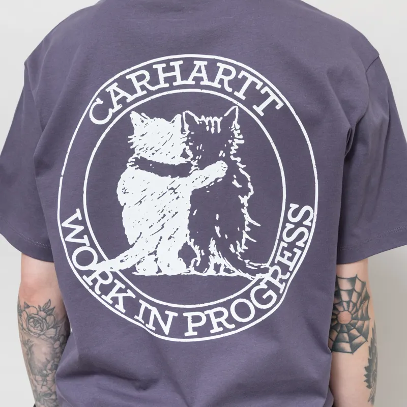 Carhartt WIP Womens Hugging Cats T Shirt Shady Purple-4
