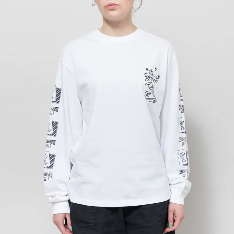 Carhartt WIP Womens Long Sleeve Playing Cards T Shirt White