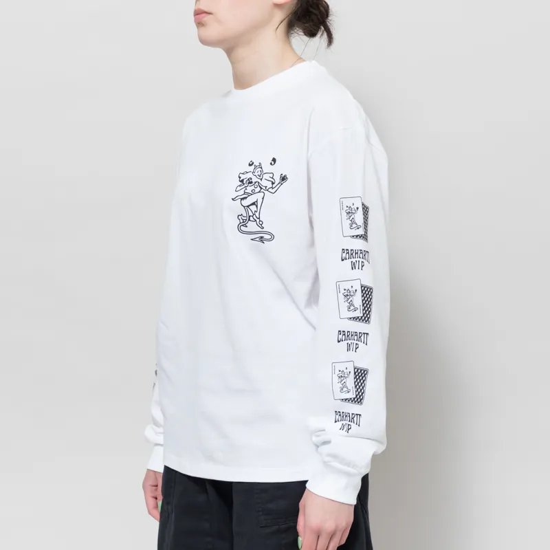 Carhartt WIP Womens Long Sleeve Playing Cards T Shirt White-1