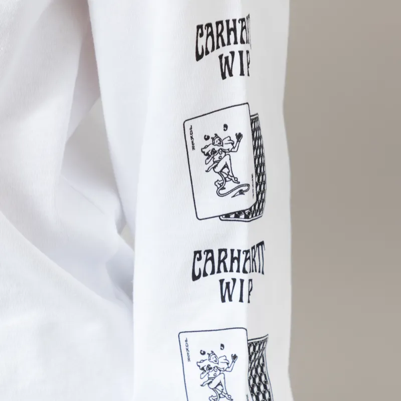 Carhartt WIP Womens Long Sleeve Playing Cards T Shirt White-5